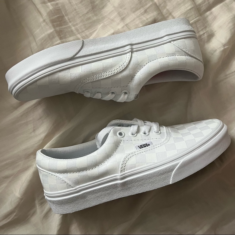 Vans white checkerboard shoes